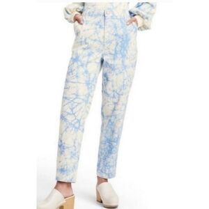 Rachel Comey  Marble print  High rise Tapered jeans Blue & white